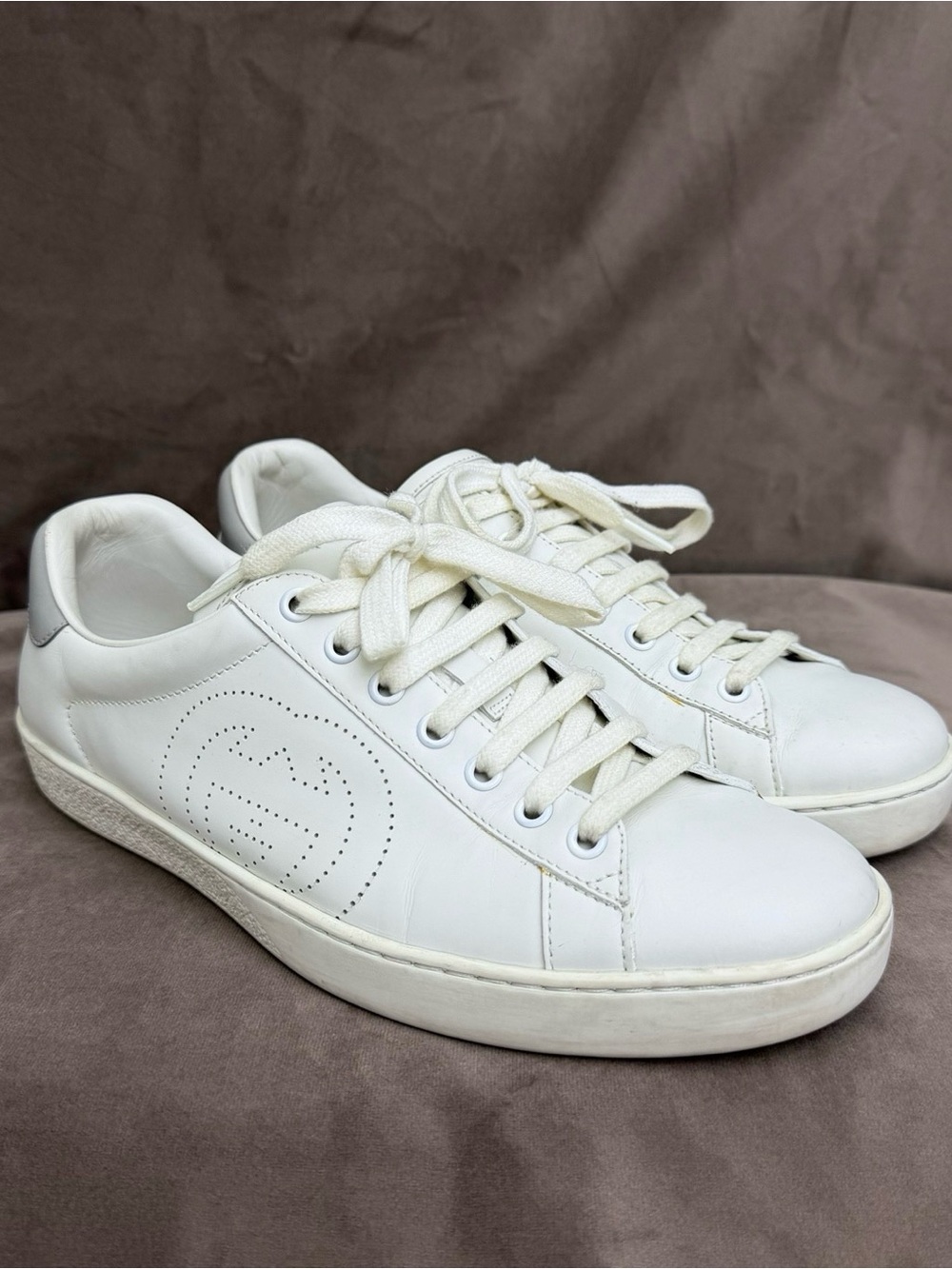 🚩steal Gucci White Leather Low-Top Sneakers